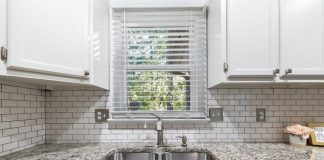 black and white kitchen blinds