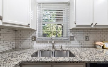 black and white kitchen blinds