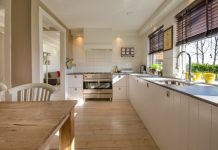 Roller blinds in kitchen