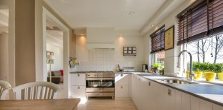 Roller blinds in kitchen