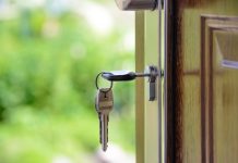 key hanging in door