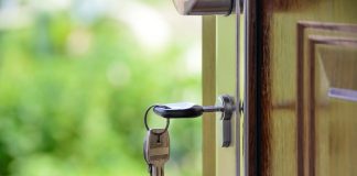 key hanging in door