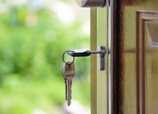 key hanging in door