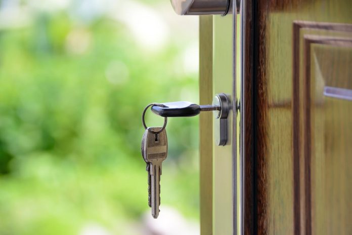 key hanging in door