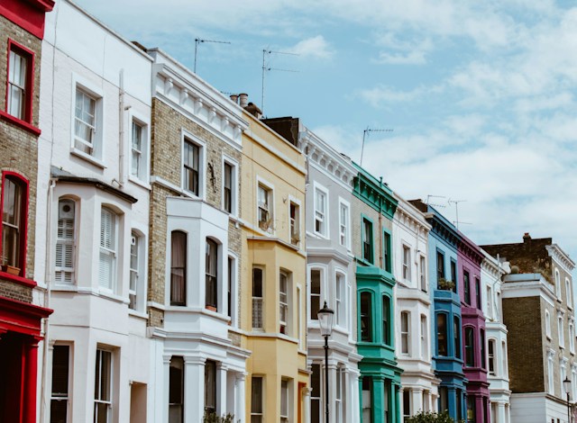 multicolored houses in london